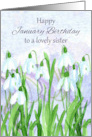 Happy January Birthday Sister Snowdrops Birth Flower card