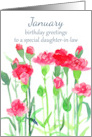 Happy Birthday Daughter-in-Law Carnation Birth Month Flower card