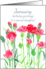 Happy Birthday Daughter Red Pink Carnations Birth Flower card