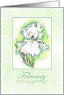 Happy Birthday Greetings White Iris Flower card