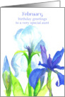 Happy Birthday Aunt February White Blue Iris Flowers card