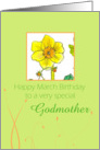 Happy March Birthday Godmother Daffodil Flower Watercolor card