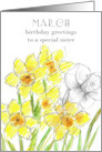 Happy Birthday Sister Yellow Daffodil Birth Flower card