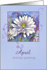 Happy April Birthday White Shasta Daisy Flower card