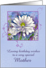 Happy Birthday Mother White Shasta Daisy Flower Watercolor card