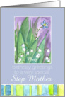 Happy Birthday Step Mother Lily of the Valley Flower Watercolor card