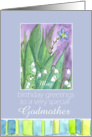 Happy Birthday Godmother Lily of the Valley Flower Watercolor card