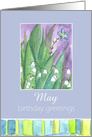 Happy May Birthday Greetings Lily of the Valley card