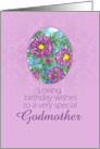 Happy September Birthday Godmother Purple Aster Flower Watercolor card