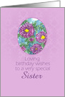 Happy September Birthday Sister Purple Aster Flowers card