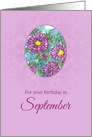 For Your Birthday in September Purple Asters card