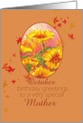 Happy October Birthday Mother Marigold Flower card