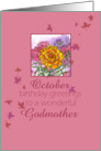 Happy October Birthday Godmother Marigold Flower Watercolor card