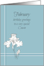 Happy February Birthday Cousin White Iris Flower card