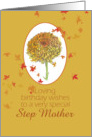 Happy November Birthday Step Mother Yellow Chrysanthemum Flower Art card