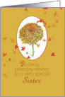 Happy November Birthday Sister Chrysanthemum card