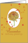 Happy November Birthday Yellow Chrysanthemum card