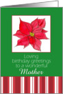 Happy December Birthday Mother Red Poinsettia Flower Stripes card