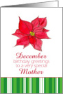 Happy December Birthday Mother Red Poinsettia Flower card