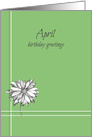 April Birthday Greetings White Daisy Drawing card