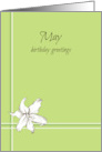 Happy May Birthday White Lily Flower Drawing card