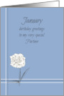 Happy January Birthday Partner Carnation Flower card