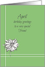 Happy April Birthday Friend White Daisy card