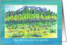 Happy Father’s Day Twin Watercolor Mountain Meadow Landscape card