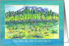 Happy Father’s Day Step Son Watercolor Mountain Meadow Landscape card