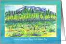 Happy First Father’s Day Watercolor Mountain Meadow Landscape card