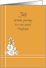 July Happy Birthday Boyfriend Larkspur Flower card