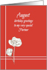 August Happy Birthday Partner Poppy Flowers card