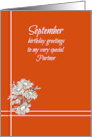 Happy September Birthday Partner Aster Flowers card