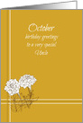 Happy October Birthday Uncle White Marigold Flower card