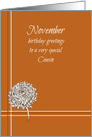 Happy November Birthday Cousin Chrysanthemum card