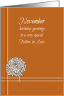 Happy November Birthday Father-in-Law Chrysanthemum Flower card