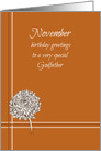 Happy November Birthday Godfather Chrysanthemum Flower card