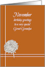 Happy November Birthday Great Grandpa Chrysanthemum Flower card