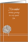 Happy November Birthday Son Chrysanthemum Flower card