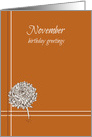 November Birthday Greetings Chrysanthemum card