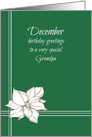 Happy December Birthday Grandpa White Poinsettia Flower card