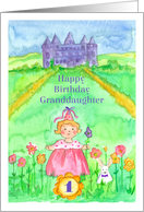 Happy First Birthday Granddaughter Princess Castle card