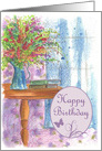 Happy Birthday Friend Wildflower Bouquet Butterfly Watercolor card