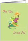 Thinking of You Secret Pal Flower Pet Cat Watercolor Art card