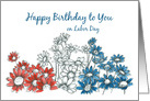 Happy Birthday on Labor Day Red White Blue Daisies card