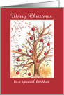 Merry Christmas Brother Winter Holiday Tree card