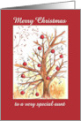 Merry Christmas Aunt Winter Tree Drawing Red Ornaments card