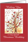 Christmas Birthday Winter Tree Red Ornaments card