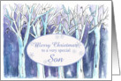 Merry Christmas Son Blue Winter Tree Nature Snow card