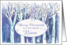 Merry Christmas Niece Blue Winter Tree Nature Snow card